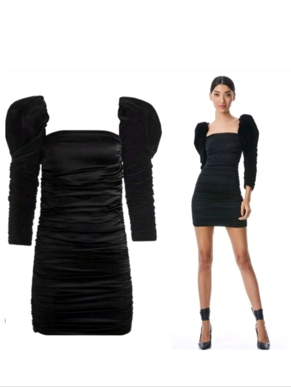 ALICE + OLIVIA KATRICE VELVET PUFF SLEEVE MINI DRESS SIZE 0